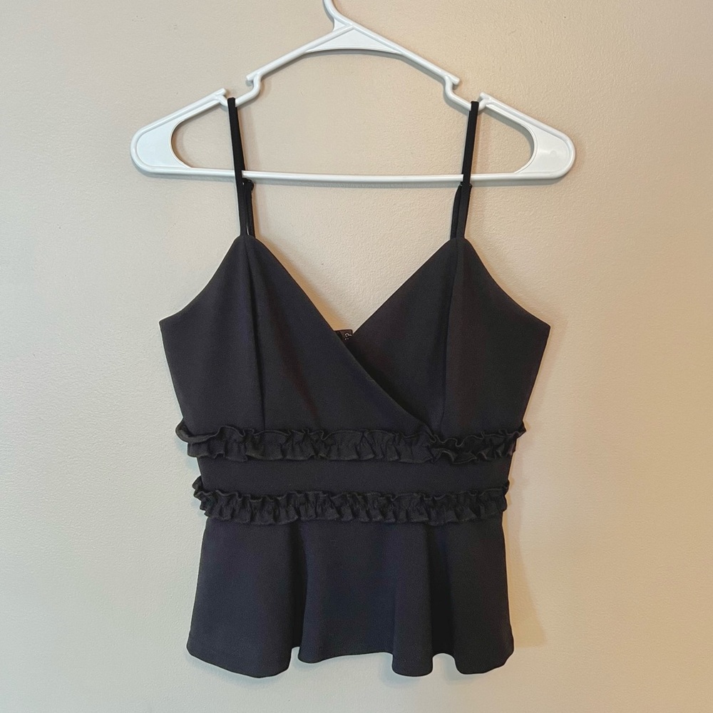 NWOT Black Ruffle Peplum Style Tank from Francesca’s, size S